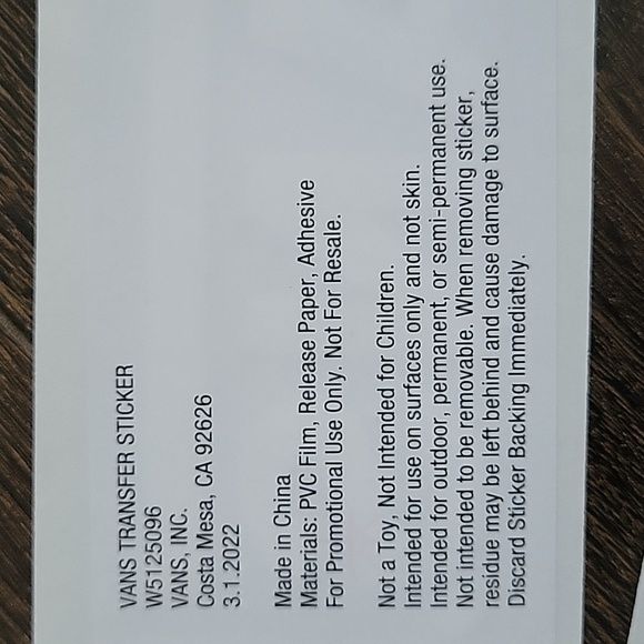 Vans Official Vinyl Transfer Logo Sticker - Picture 3 of 4